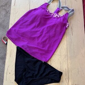 2piece swimsuit with flattering blousy top.